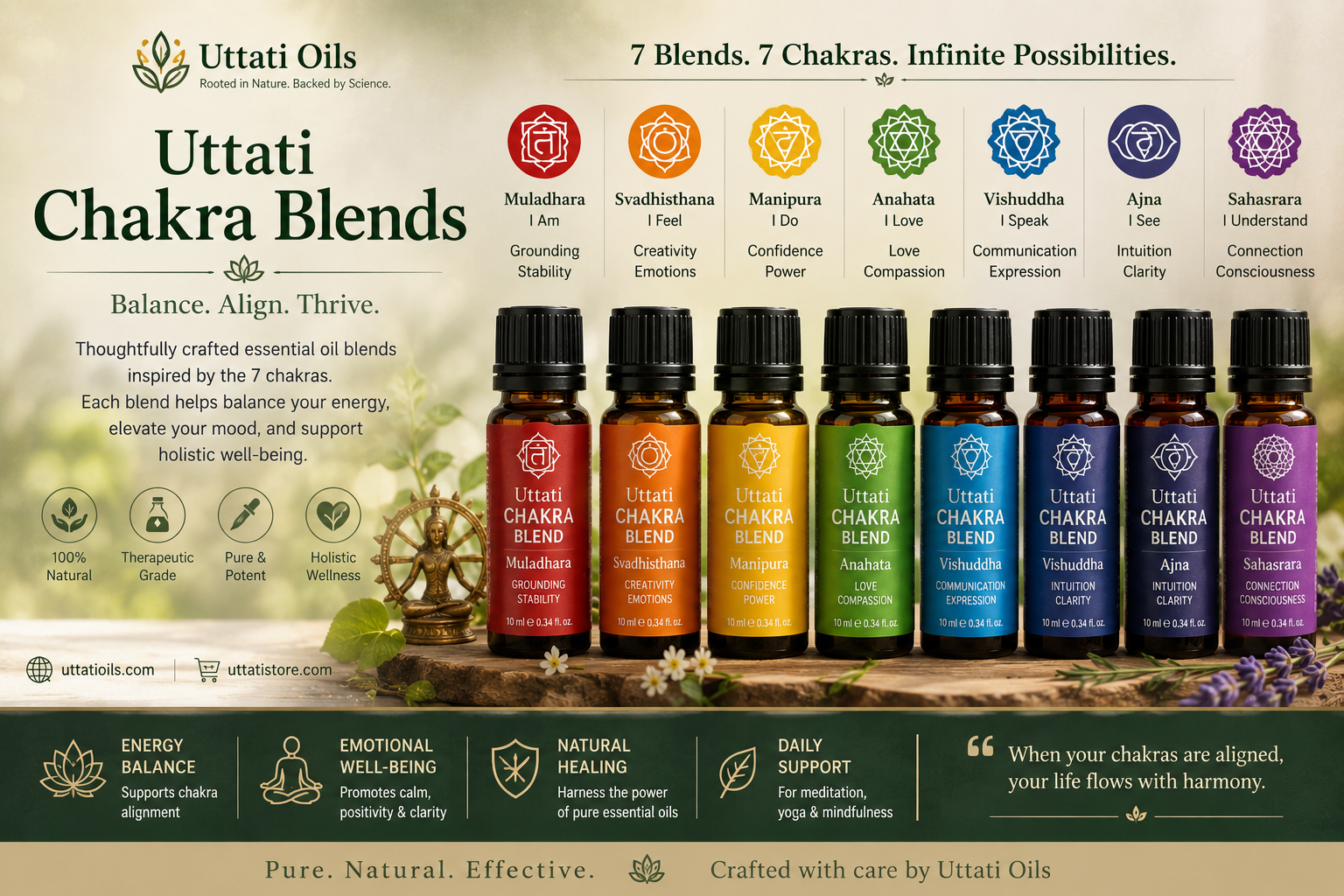 Uttati Chakra Blends - Benefits and Composition of Each Blend
